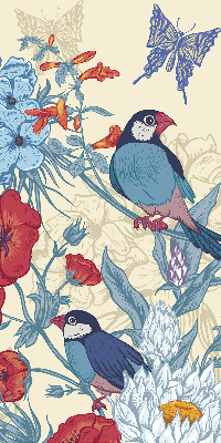 Rollo lichtundurchlässig mit Motiv Vögel zwischen Blumen