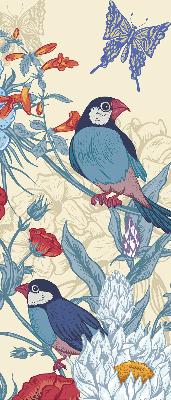 Rollo lichtundurchlässig mit Motiv Vögel zwischen Blumen
