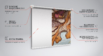 Verdunkelungsrollo mit Tiger- und Blumenmotiv