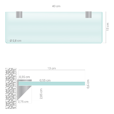 Badezimmer Glasregal mit halbdurchsichtigem Glas