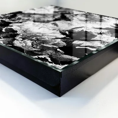 Schlüsselkasten modern Schwarz-weiße Blüten