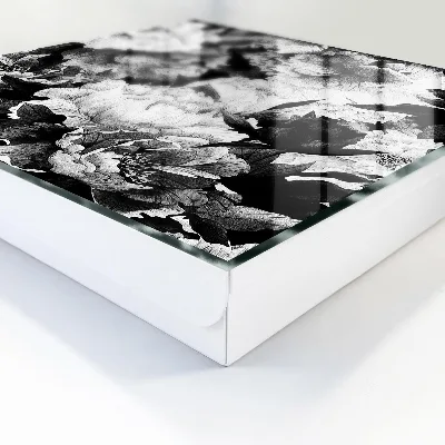 Schlüsselkasten modern Schwarz-weiße Blüten
