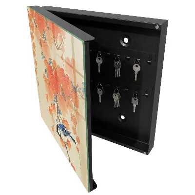 Schlüsselschrank für den Flur Vogel und Blätter
