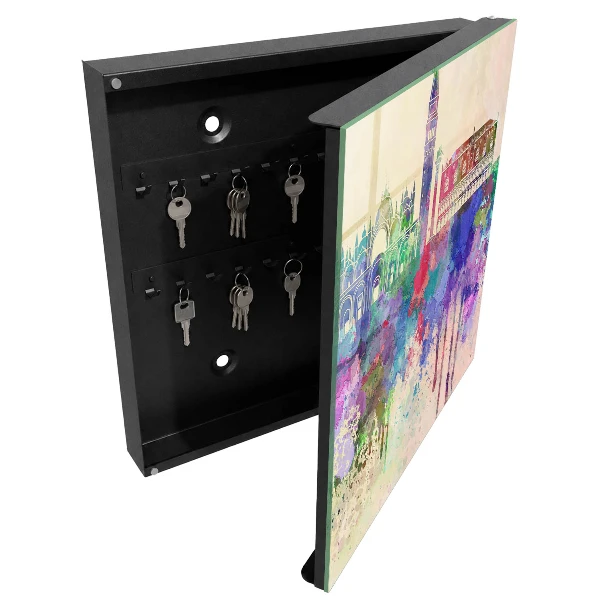Schlüsselschrank für den Flur Urbane Aquarellmalerei
