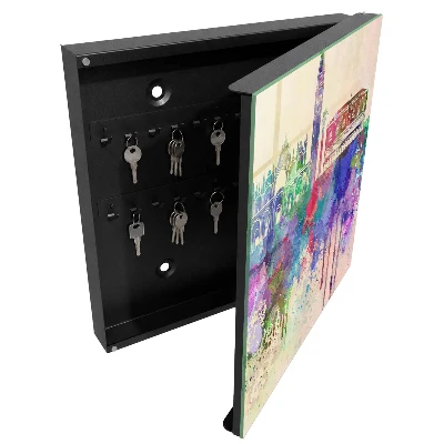 Schlüsselschrank für den Flur Urbane Aquarellmalerei