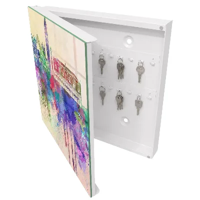 Schlüsselschrank für den Flur Urbane Aquarellmalerei
