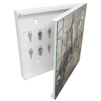 Schlüsselschrank Vögel auf einem Felsen
