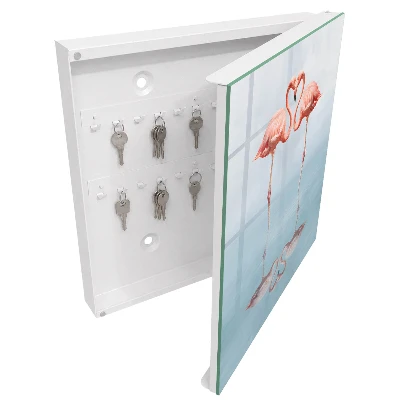 Schlüsselschrank für den Flur Flamingos lieben