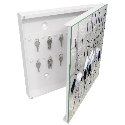Schlüsselschrank für den Flur Kraniche und Schilf