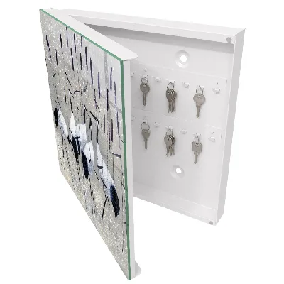 Schlüsselschrank für den Flur Kraniche und Schilf
