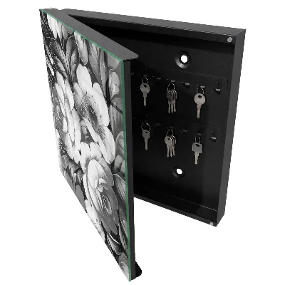 Schlüsselschrank Monochromatische Blumen