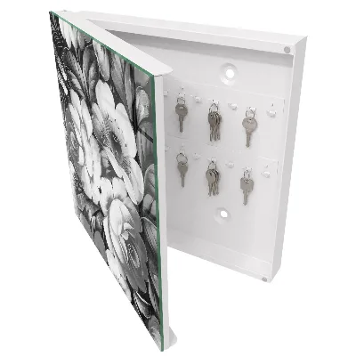 Schlüsselschrank Monochromatische Blumen