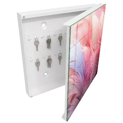 Schlüsselkasten modern Wunderschöne rosa Federn