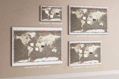 Korktafel Brown world map