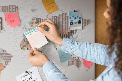 Pinnwand kork Karte der bunten buchstaben