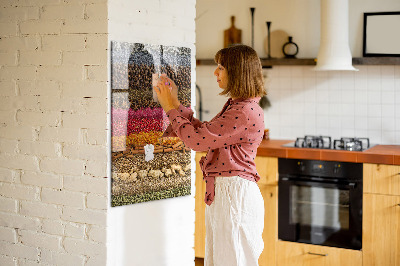 Glas magnettafel Reihen von Gewürzen