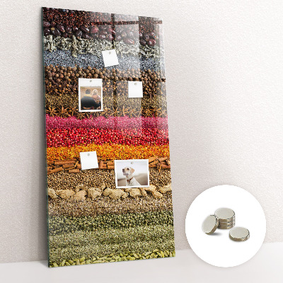 Glas magnettafel Reihen von Gewürzen