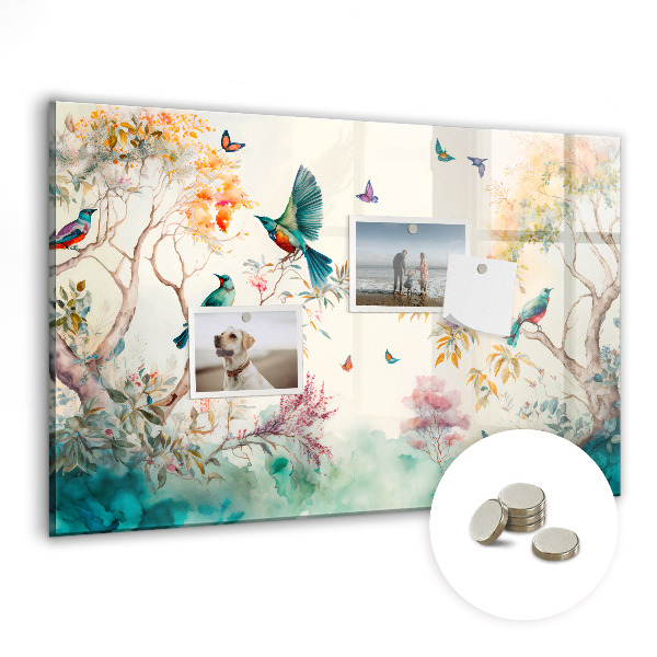 Magnettafel kinder Blumen Vögel Natur
