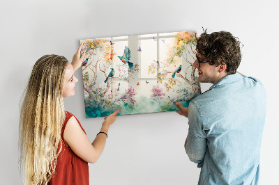 Magnettafel kinder Blumen Vögel Natur