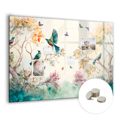 Magnettafel kinder Blumen Vögel Natur