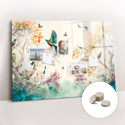Magnettafel kinder Blumen Vögel Natur
