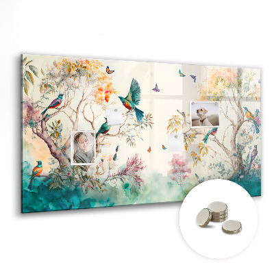 Magnettafel kinder Blumen Vögel Natur