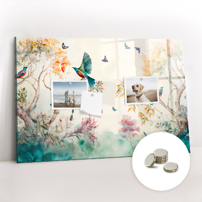 Magnettafel kinder Blumen Vögel Natur