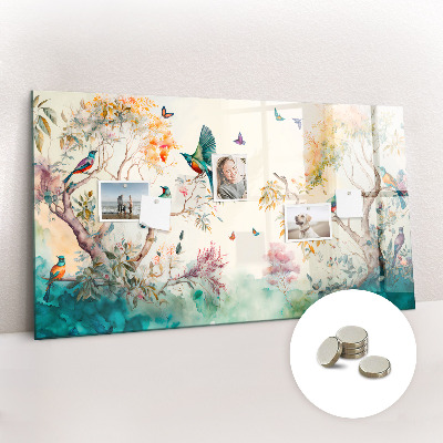 Magnettafel kinder Blumen Vögel Natur