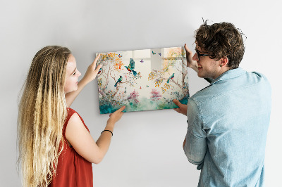 Magnettafel kinder Blumen Vögel Natur