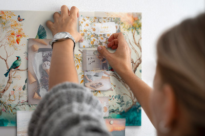 Magnettafel kinder Blumen Vögel Natur