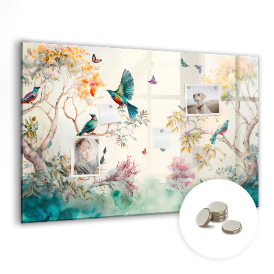 Magnettafel kinder Blumen Vögel Natur