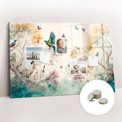 Magnettafel kinder Blumen Vögel Natur