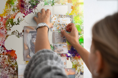 Magnettafel bunt Aquarell-Weltkarte