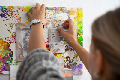 Magnettafel bunt Aquarell-Weltkarte