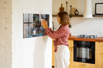 Magnettafel bunt Rust-Weltkarte