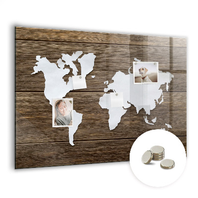 Magnettafel bunt Weltkarte auf Tafeln