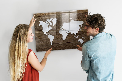 Magnettafel bunt Weltkarte auf Tafeln