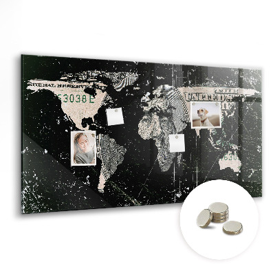 Magnettafel bunt Dollar-Weltkarte