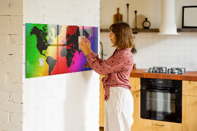 Magnettafel bunt Weltkarte