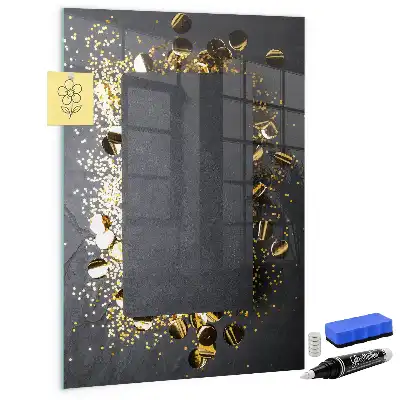 Beschreibbare Magnettafel im Design goldenes Konfetti