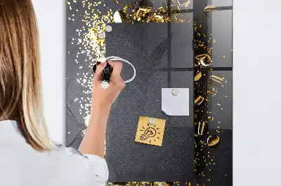 Beschreibbare Magnettafel im Design goldenes Konfetti