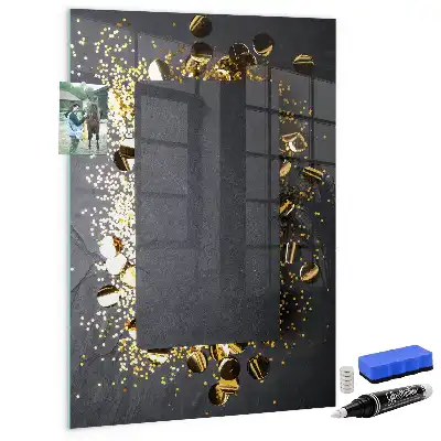 Beschreibbare Magnettafel im Design goldenes Konfetti