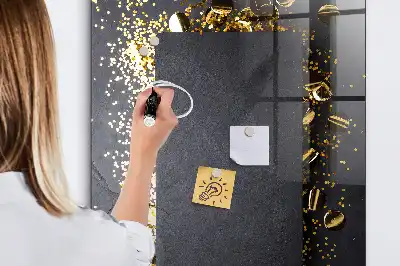 Beschreibbare Magnettafel im Design goldenes Konfetti