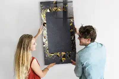 Beschreibbare Magnettafel im Design goldenes Konfetti