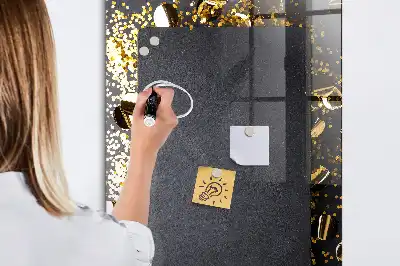 Beschreibbare Magnettafel im Design goldenes Konfetti