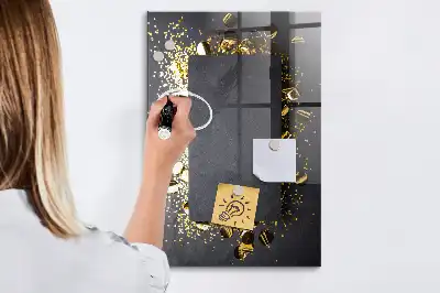 Beschreibbare Magnettafel im Design goldenes Konfetti