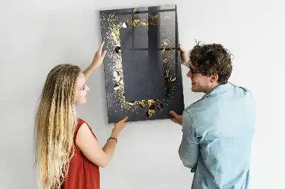 Beschreibbare Magnettafel im Design goldenes Konfetti