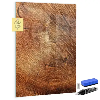 Beschreibbare Magnettafel in Form eines Baumstamm-Querschnitts