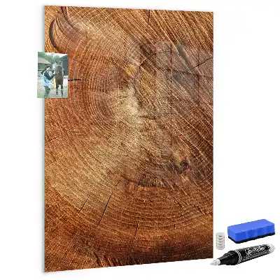 Beschreibbare Magnettafel in Form eines Baumstamm-Querschnitts