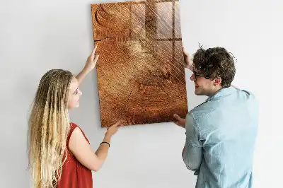 Beschreibbare Magnettafel in Form eines Baumstamm-Querschnitts